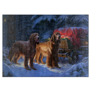 Planche À Découper Décor de Noël de Snowy Sleigh Setter rouge irlanda