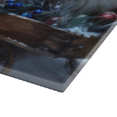 Planche À Découper Décor de Noël de traîneau enneigé Keeshond (Coin)