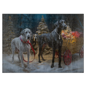 Planche À Découper Décor de Noël du grand Dane Snowy Sleigh