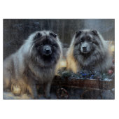 Planche À Découper Décor de Noël Keeshond Snowy Sleigh (Devant)