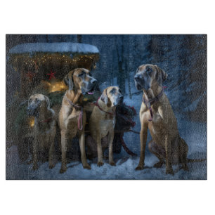 Planche À Découper Décor de Noël Rhodesian Ridgeback Snowy Sleigh