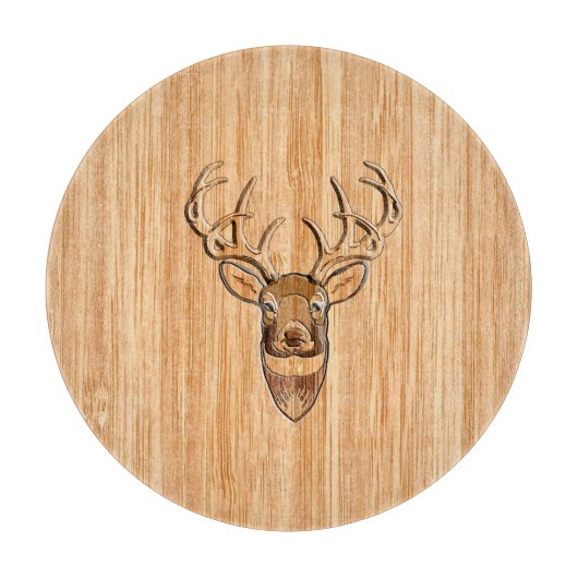 Planche À Découper Décor en bois Buck Deer Head (Devant)