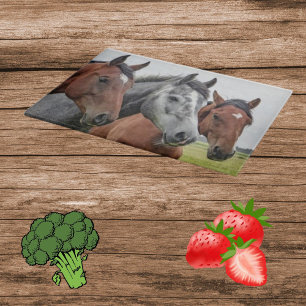 Planche À Découper Décoratif Trois Chevaux Chevaux Coupe en Verre