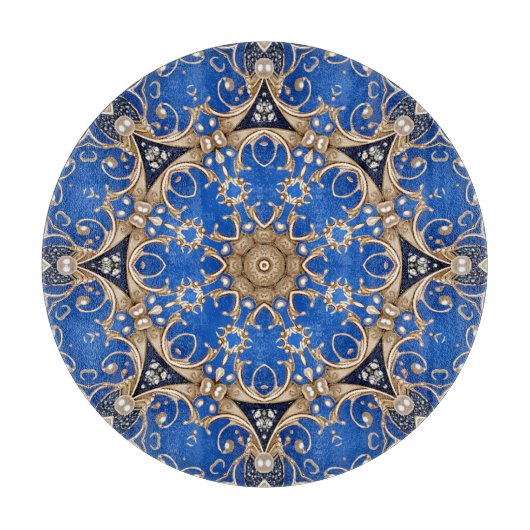 Planche à découper décorative bleu or (Devant)