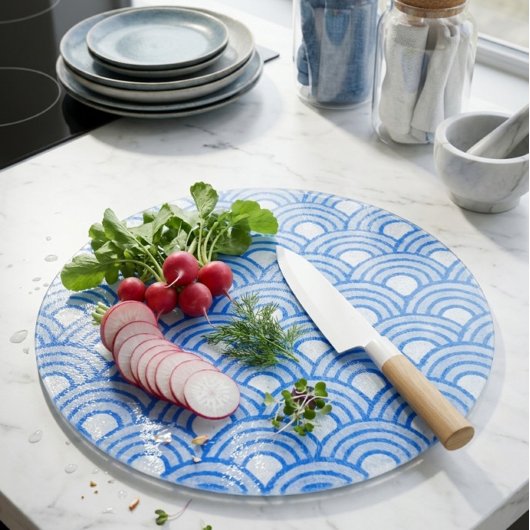 Planche à découper décorative en verre Cerulean Sc
