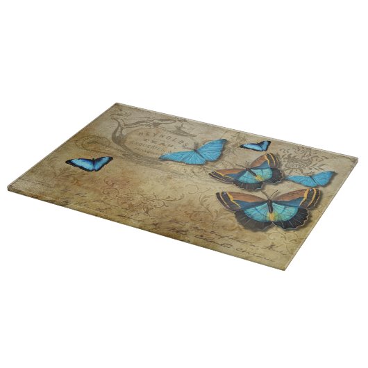 Planche À Découper Découpage rustique antique N Bleu Papillons Thé (Coin)