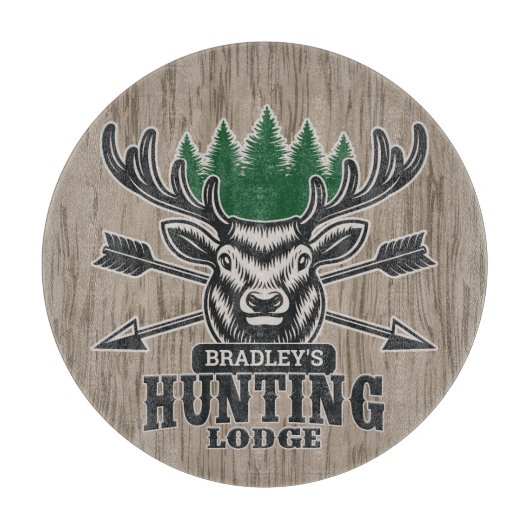 Planche À Découper Deer Elk Hunter AJOUTER NOM Bow Hunter Lodge Cabin (Devant)