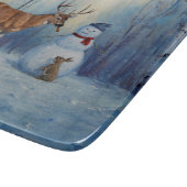 Planche À Découper Deer et Happy Snowman hiver de vacances scène (Coin)
