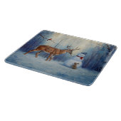 Planche À Découper Deer et Happy Snowman hiver de vacances scène (Coin)