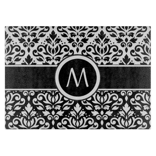 Planche À Découper Défiler Damask 2Part Ptn BW & Band (Personnalisé) (Devant)