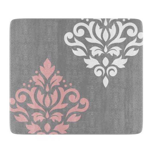 Planche À Découper Défiler Damask Art I rose blanc gris (Devant)