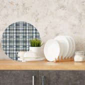 Planche À Découper Denim Bleu Sage Vert Blanc Plat rond