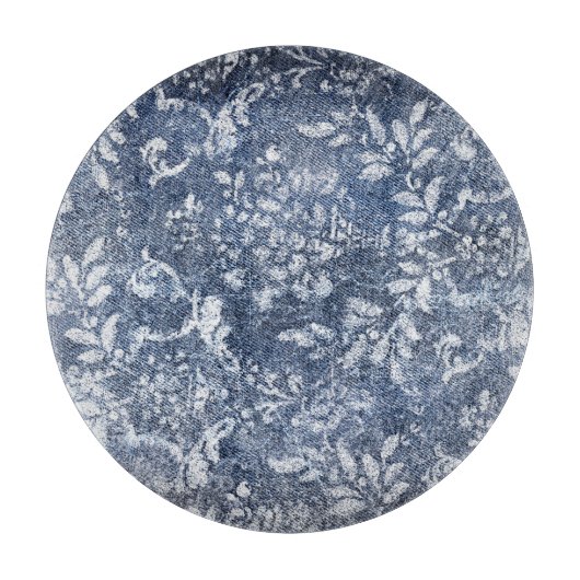 Planche À Découper Denim floral défraîchi : Arrière - plan texturé gr (Devant)