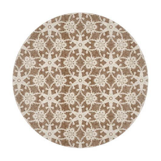 Planche À Découper Dentelle antique - crème et marron (Devant)