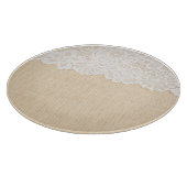 Planche À Découper Dentelle blanche sur la conception du tissu. (Coin)