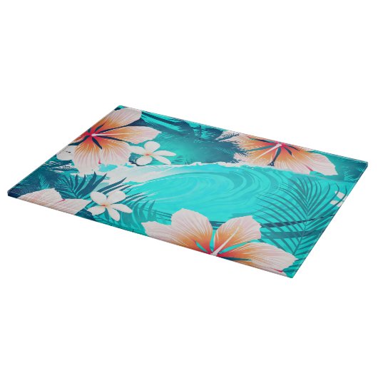 Planche À Découper Des fleurs d'Hibiscus sur la plage (Coin)