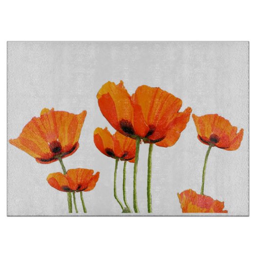 Planche À Découper Des pavots ! Panneau de découpe en verre (Devant)