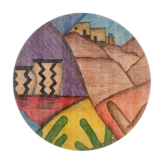 Planche À Découper Desert Southwest Cactus Folk Art (Devant)