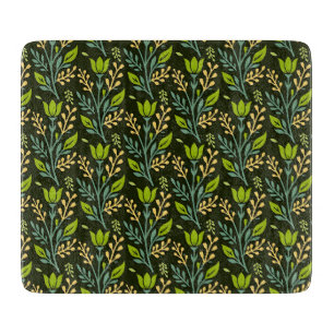 Planche À Découper Design à motif floral bleu et beige sophistiqué