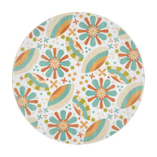 Planche À Découper Design abstrait coloré avec fleurs