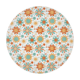 Planche À Découper Design abstrait coloré avec fleurs