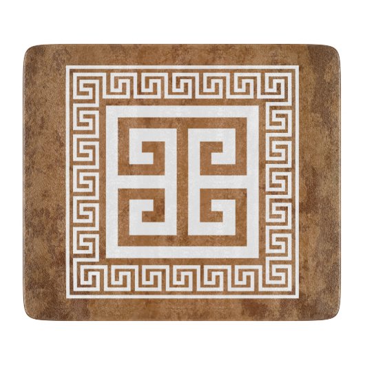 Planche À Découper Design blanc de clé grecque (Devant)