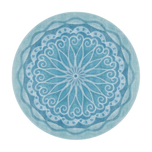 Planche À Découper Design boho bleu et turquoise moderne (Devant)