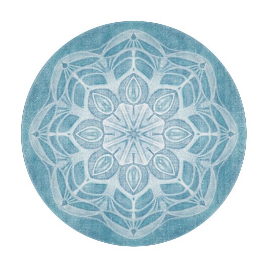 Planche À Découper Design boho bleu et turquoise moderne (Devant)