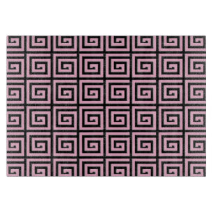 Planche À Découper Design de clé grecque - rose et noir