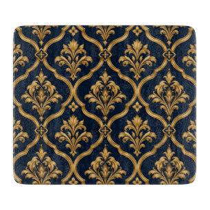 Planche À Découper Design de motif vintage élégant en or et damas mar