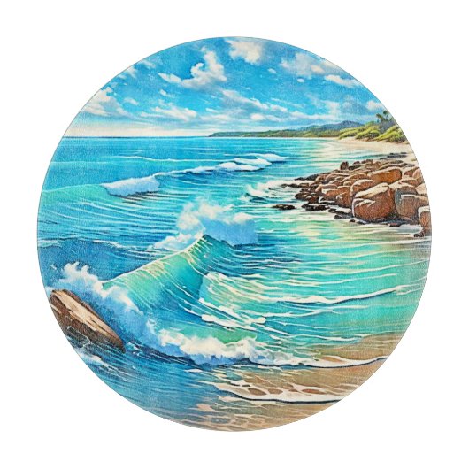 Planche À Découper Design de scène rocheuse côtière (Devant)