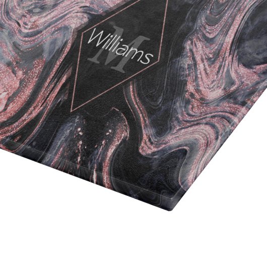 Planche À Découper Design élégant rose or abstrait marbrée (Coin)