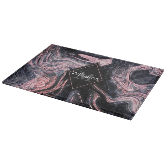 Planche À Découper Design élégant rose or abstrait marbrée (Coin)