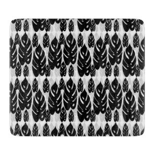 Planche À Découper Design Feuille noir et blanc