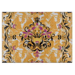 Planche À Découper Design graphique orange et noir, durée de vie