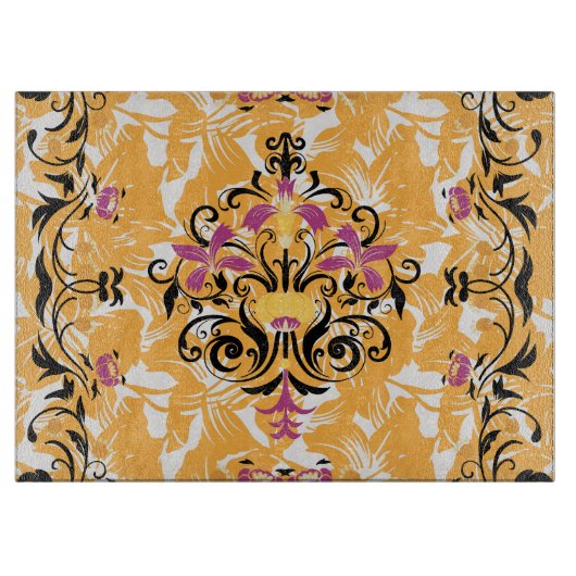 Planche À Découper Design graphique orange et noir, durée de vie (Devant)