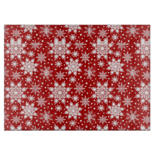 Planche À Découper Design Motif classique de flocon de neige rouge et