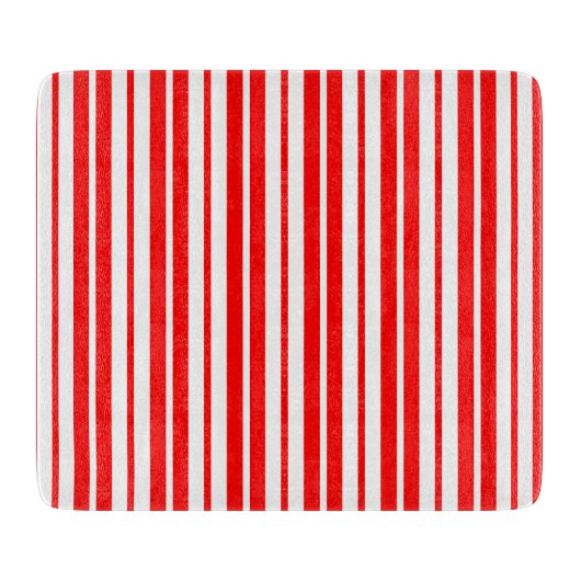 Planche À Découper Design Motif de bandes verticales blanc rouge (Devant)