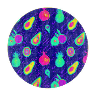 Planche À Découper Design Motif de fruits de néon vibreux