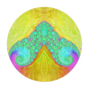 Planche À Découper Design original 3D Yellow Green Pink