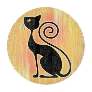 Planche À Découper Design Vintage de chat noir