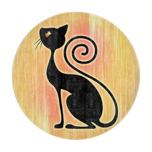 Planche À Découper Design Vintage de chat noir (Devant)