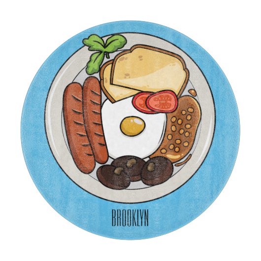 Planche À Découper dessin animé du petit-déjeuner anglais (Devant)