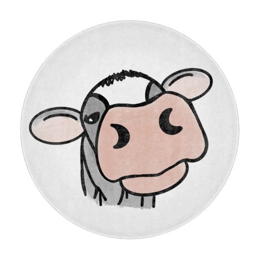 Planche À Découper dessin animé vache noir blanc rose baiser gris ani (Devant)