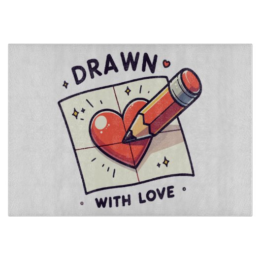 Planche À Découper Dessin avec amour (Devant)