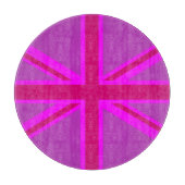 Planche À Découper Dessin de drapeau Union Jack rose fuchsia (Devant)