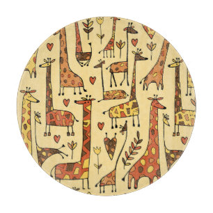 Planche À Découper Dessin De Giraffe, Amusant Design Sans Fil.