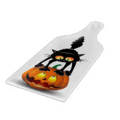 Planche À Découper Dessin d'Halloween au chat effrayé sur Citrouille (Coin)