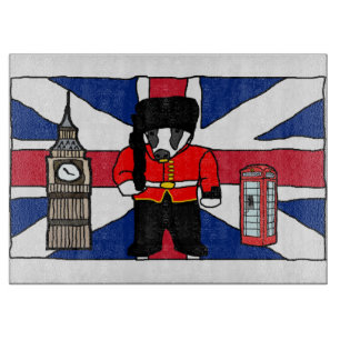Planche À Découper Dessin d'un Badger britannique avec Big Ben et dra