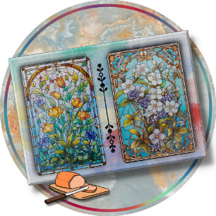 PLANCHE À DÉCOUPER - Dessin floral de style verre